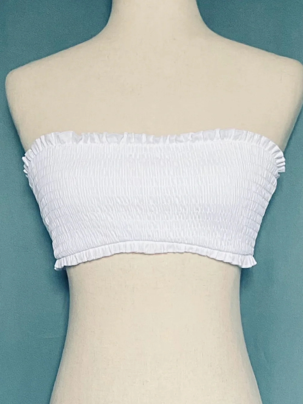 Pink By Frankie’s Bikinis Ribbed Strapless Bikini Top M